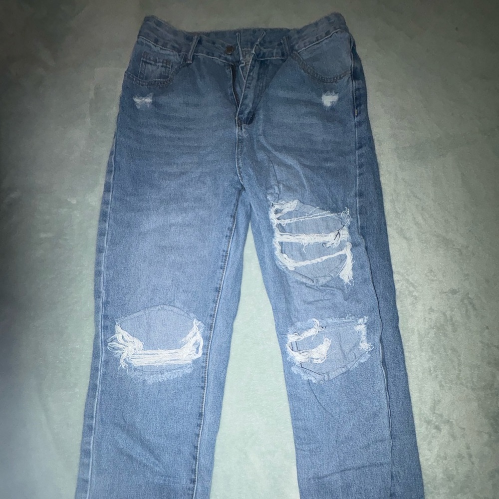 SHEIN high waist distressed jeans